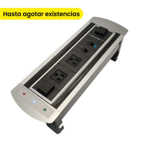 Multicontacto TURN, 2 conexiones eléctricas, 2 voz/datos CAT6, acabado aluminio