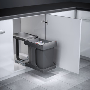 Bote basurero AS SOLO HAILO de 20L para gabinete de 400 mm, color gris