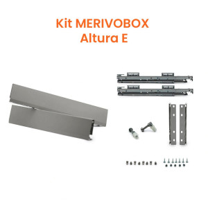 Kit Cajón MERIVOBOX BOXCOVER altura E (192 mm), color gris indium mate