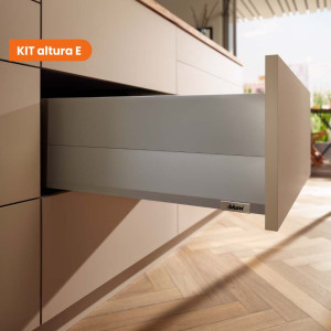 Kit Cajón MERIVOBOX BOXCAP altura E (192 mm), color gris indium mate