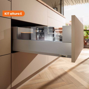 Kit Cajón MERIVOBOX BOXCOVER altura E (192 mm), color gris indium mate