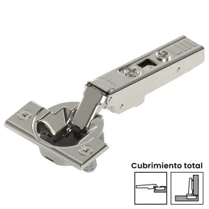 Bisagra CLIP top BLUMOTION 105°, cubrimiento total, con muelle montaje a presión, acabado niquelado