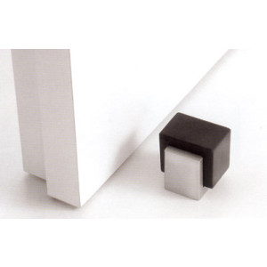 Tope de piso RETTAN para puerta, acabado plata, goma en negro