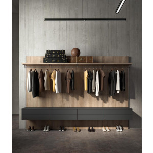 Sistema VERTIKO para armado de clóset, acabado brown metal gray