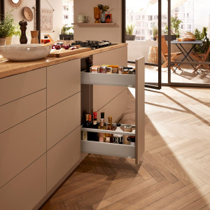 Botellero SPACE TWIN MERIVOBOX con galería, altura E (192 mm), color gris indium mate