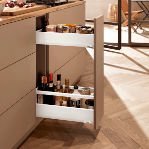 Botellero SPACE TWIN MERIVOBOX con galería, altura E (192 mm), color blanco seda mate