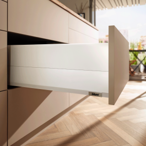 Cajón MERIVOBOX BOXCAP altura E (192 mm), color blanco seda mate