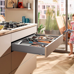 Cajón MERIVOBOX altura M (91 mm), color gris orión mate