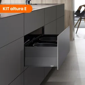 Kit Cajón MERIVOBOX BOXCAP altura E (192 mm), color gris orión mate