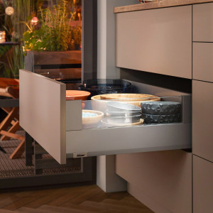 Cajón MERIVOBOX BOXCOVER altura E (192 mm), color gris indium mate