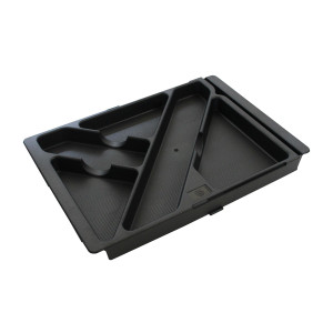 Charola ajustable, organizador de cajón de oficina, color negro.