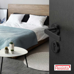 Set de manijas LOS ANGELES Resista® para recámara, acabado negro satinado