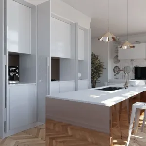 Sistema corredizo EXEDRA SMOVE para puerta de madera abatible e insertable parcialmente ensamblado