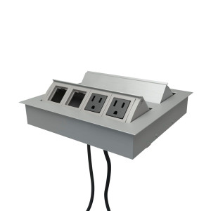 Multicontacto M2X, con 2 puertos eléctricos y 2 puertos vacíos por cada lado, retráctil, acabado aluminio. Hasta agotar existencias.