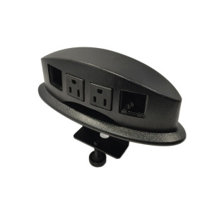 Multicontacto PDC para montaje sobre superficie, con 2 conexiones eléctricas y 2 puertos opcionales, acabado negro