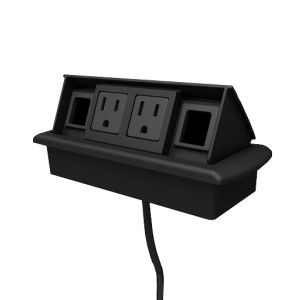 Multicontacto voz-datos RISER, 2 contactos, 2 puertos opcionales, acabado negro