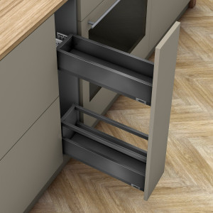 Botellero SPACE TWIN MERIVOBOX, altura M y altura E con galería (192 mm), color gris orión mate