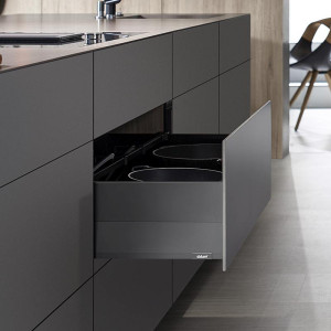 Cajón MERIVOBOX BOXCAP altura E (192 mm), color gris orión mate