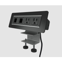 Multicontacto AXIL X para montaje sobre superficie, con 2 conexiones eléctricas y 2 puertos opcionales, acabado negro. Hasta agotar existencias.