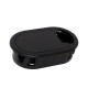Pasacables Ovalado para embutir en mesa o escritorio, plástico, color negro