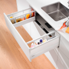 Cajón bajo fregadero TANDEMBOX antaro con galerías y costados decorativos, altura D, color blanco