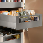 Cajón interior MERIVOBOX BOXCAP y galería frontal, altura E (192 mm), color gris indium mate