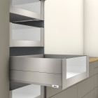 Cajón interior MERIVOBOX BOXCAP y cristal frontal alto altura E (192 mm), color gris indium mate