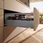 Cajón MERIVOBOX con galería altura E (192 mm) longitud 400 mm, color gris orión mate