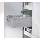 Cajón interno TANDEMBOX antaro con galería y elemento de inserción en metal, vidrio satinado y chapa de madera,  altura D, color gris