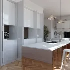 Sistema corredizo EXEDRA SMOVE para puerta de madera abatible e insertable parcialmente ensamblado