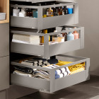 Cajón interior MERIVOBOX con galería y galería frontal, altura E (192 mm), color gris indium mate