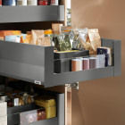 Cajón interior MERIVOBOX BOXCAP y cristal frontal bajo altura E (192 mm), color gris orión mate