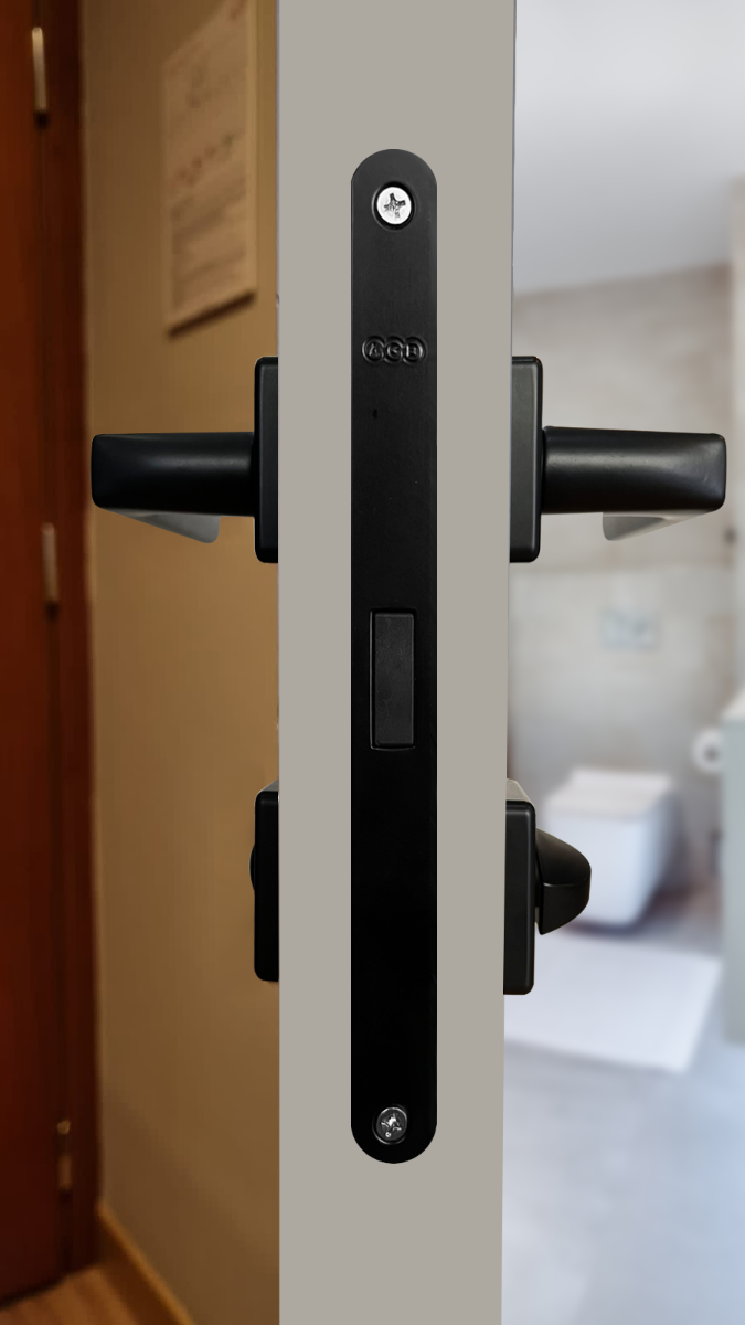 Cerradura Magnética POLARIS 2XT para puerta de recámara, acabado negro mate