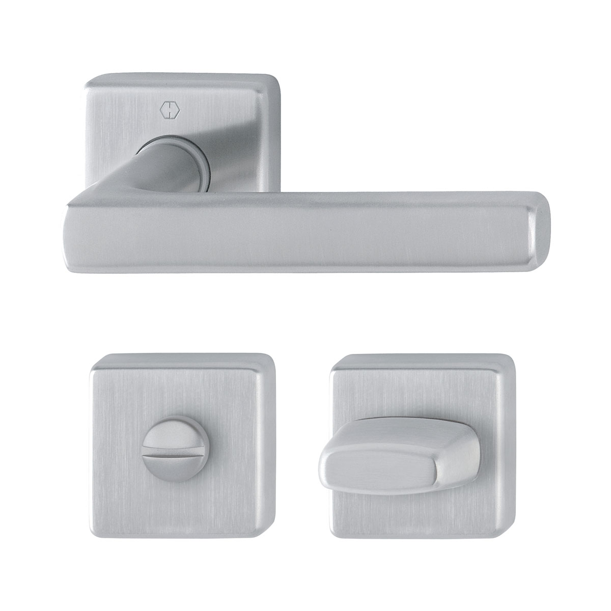 Manijas DALLAS para puerta de baño, acabado inox mate