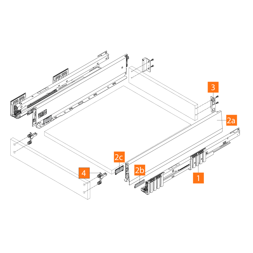 Cajón MERIVOBOX altura M (91 mm) longitud 400 mm, color gris orión mate