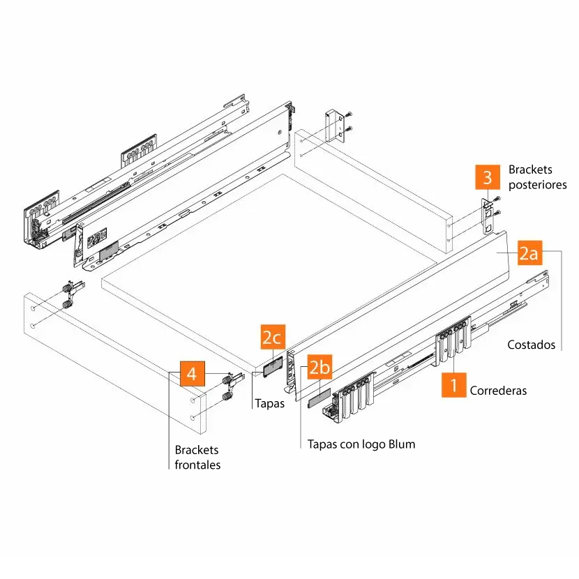 Cajón MERIVOBOX altura M (91 mm), color gris indium mate