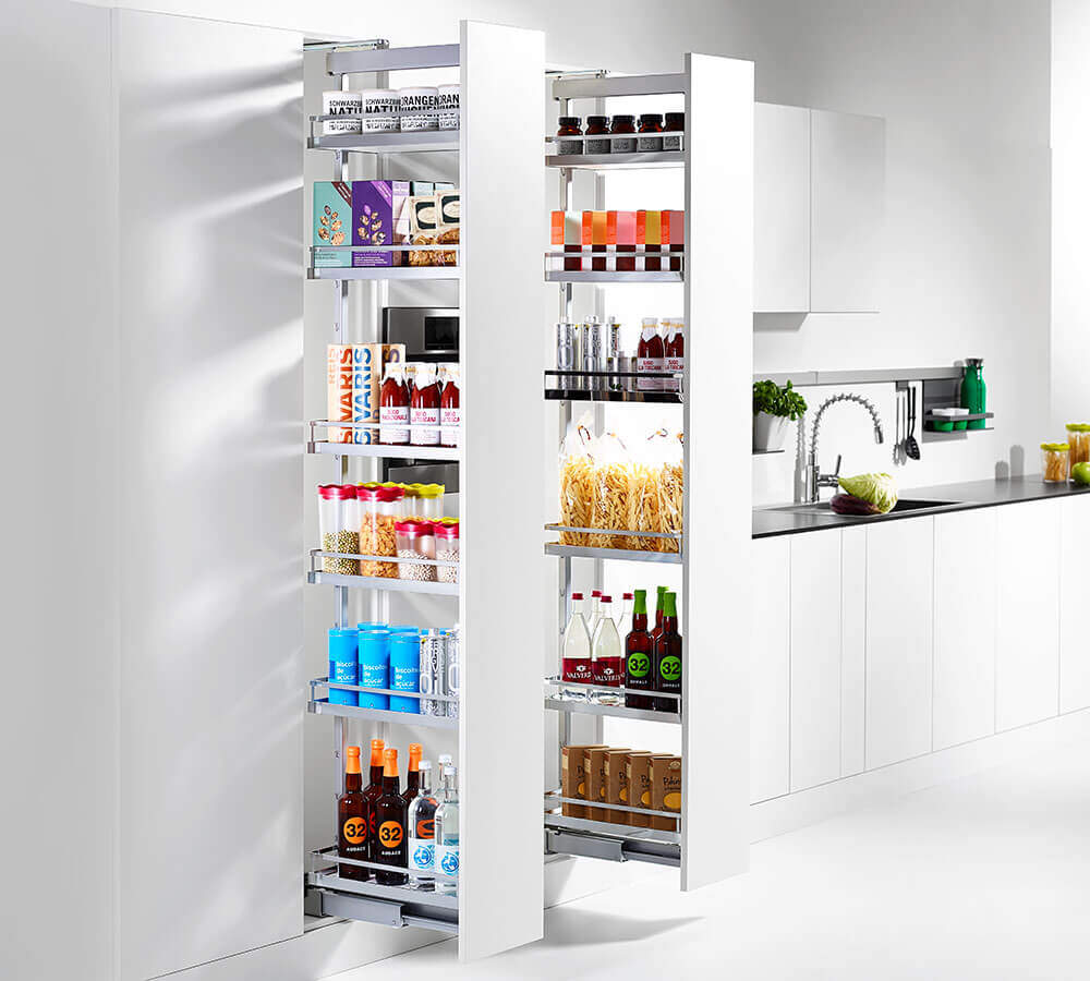 Corredera extensión total para DISPENSA, capacidad de carga 100 kg,  color plata