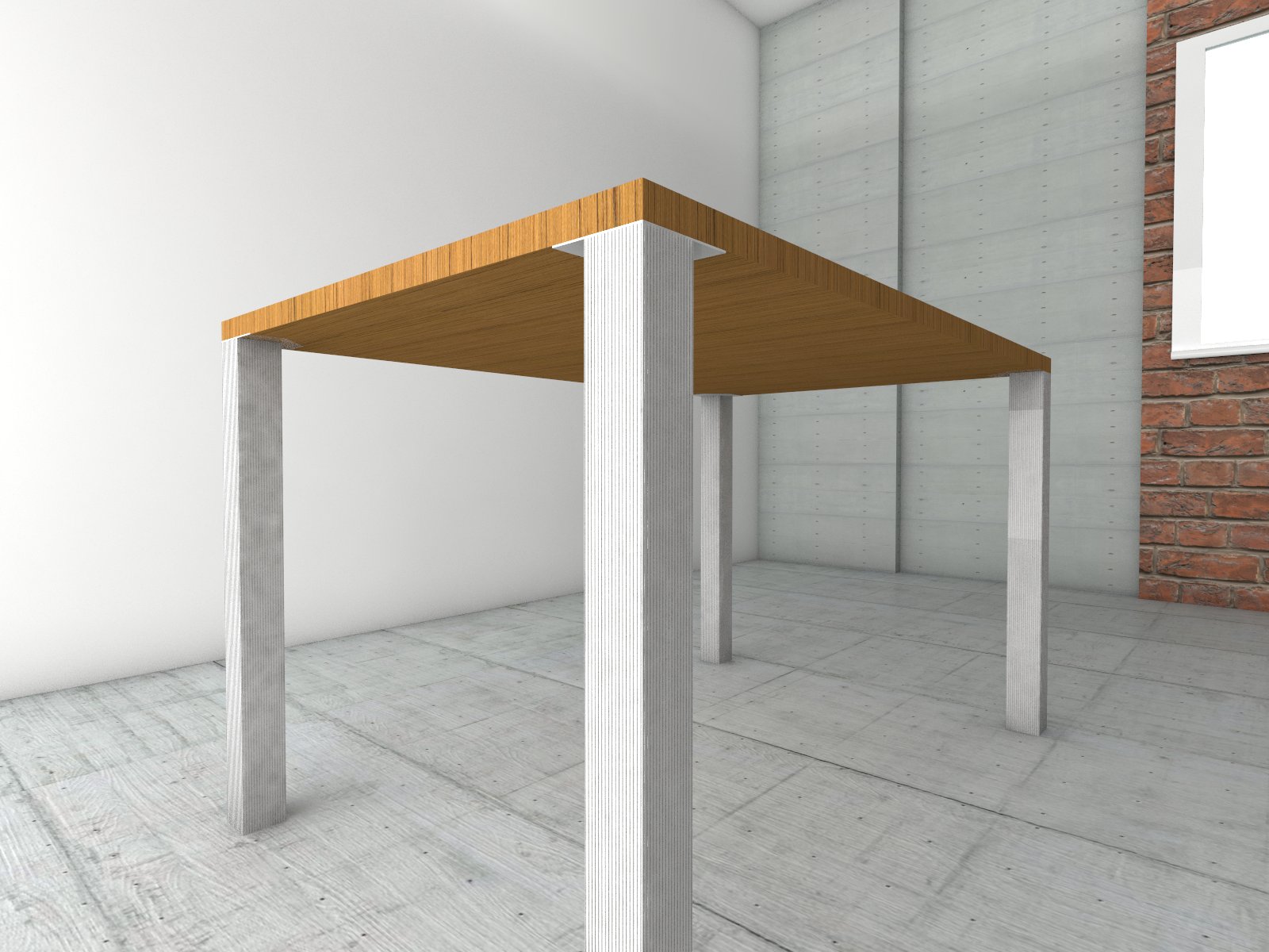 Juego de cuatro patas QUADRATA para mesa, altura de 70 cm, textura acanalada, acabado aluminio