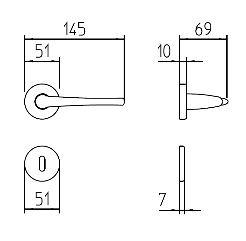 Set de manijas Mandelli, modelo SAMI 1491 para recámara o set de baño, acabado cromo satinado