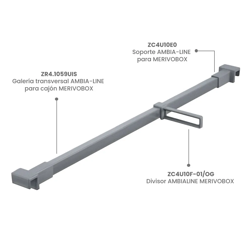 Separador transversal AMBIA-LINE para cajón MERIVOBOX, color gris orión