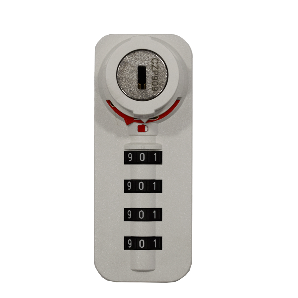 Cerradura DIAL LOCK 58 vertical  en modo público para madera y metal, acabado blanco sin TAPA