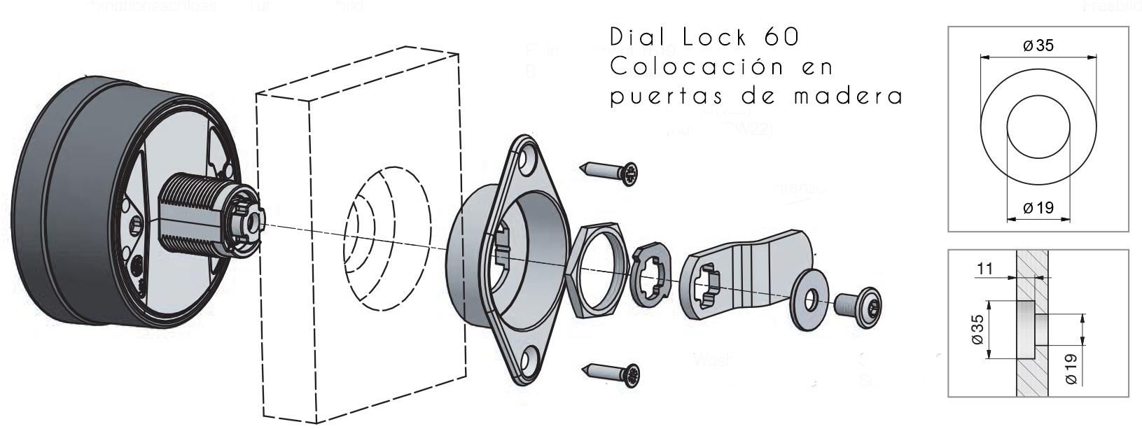 Cerradura DIAL LOCK 60, modo PRIVADO, para locker de apertura derecha/izquierda, acabado blanco