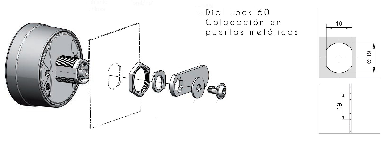 Cerradura DIAL LOCK 60, modo PRIVADO para locker de apertura derecha/izquierda, acabado negro