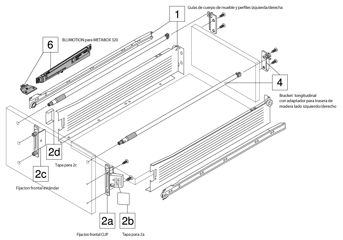 Juego de galerías y brackets METABOX, longitud 500 mm, blanco nieve