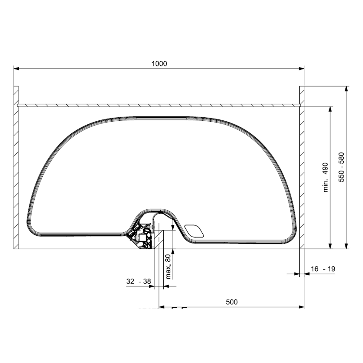 Extraíble de cocina para mueble en esquina TRIGON, acabado antracita