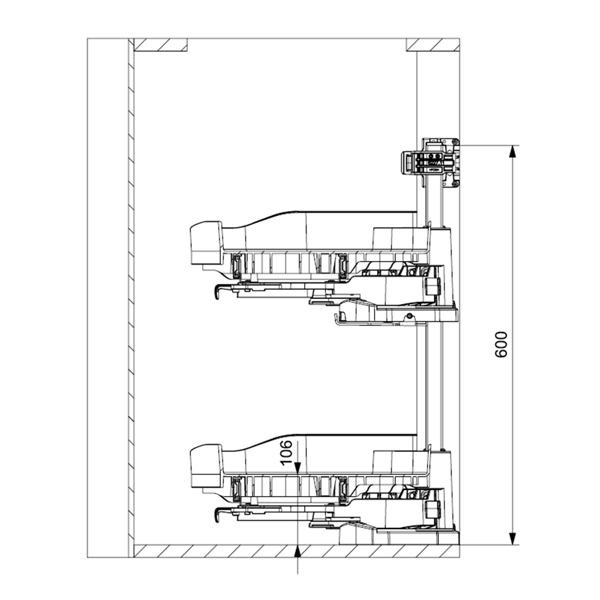 Extraíble de cocina para mueble en esquina TRIGON, acabado antracita