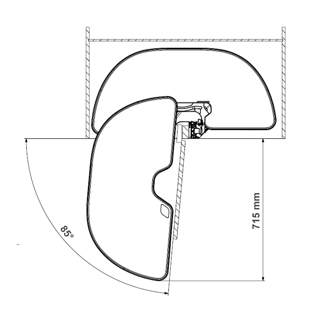 Extraíble de cocina para mueble en esquina TRIGON, acabado antracita