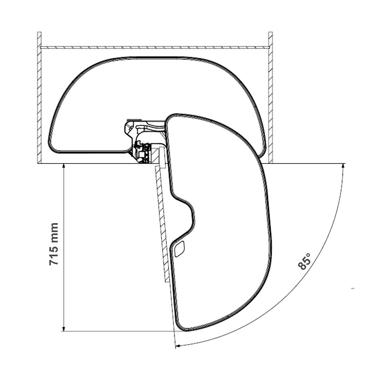 Extraíble de cocina para mueble en esquina TRIGON, acabado antracita