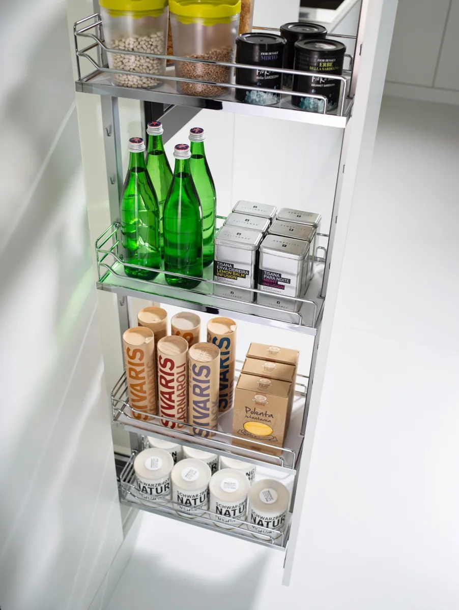 Kit 04 - Extraíble para cocina DISPENSA con 5 entrepaños CLASSIC para mueble de 300 mm de ancho