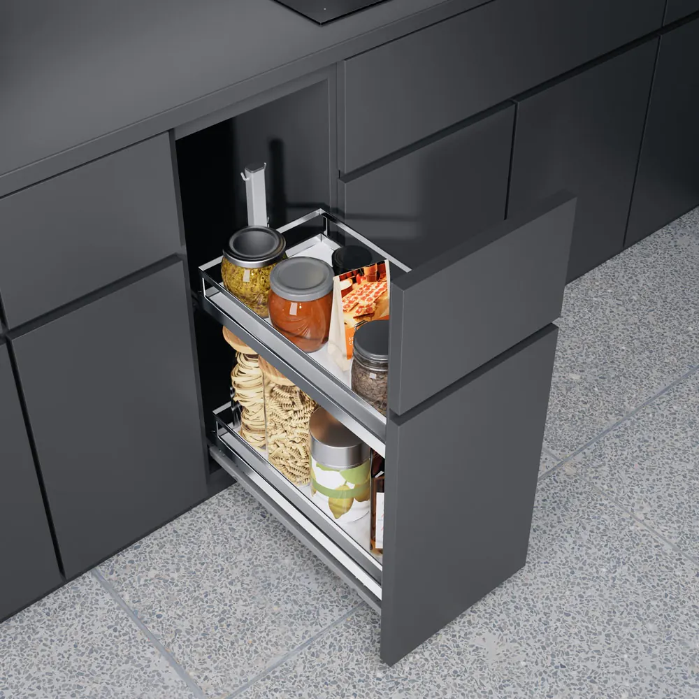 Extraíble de cocina para gabinete inferior DISPENSA JUNIOR III, acabado cromo